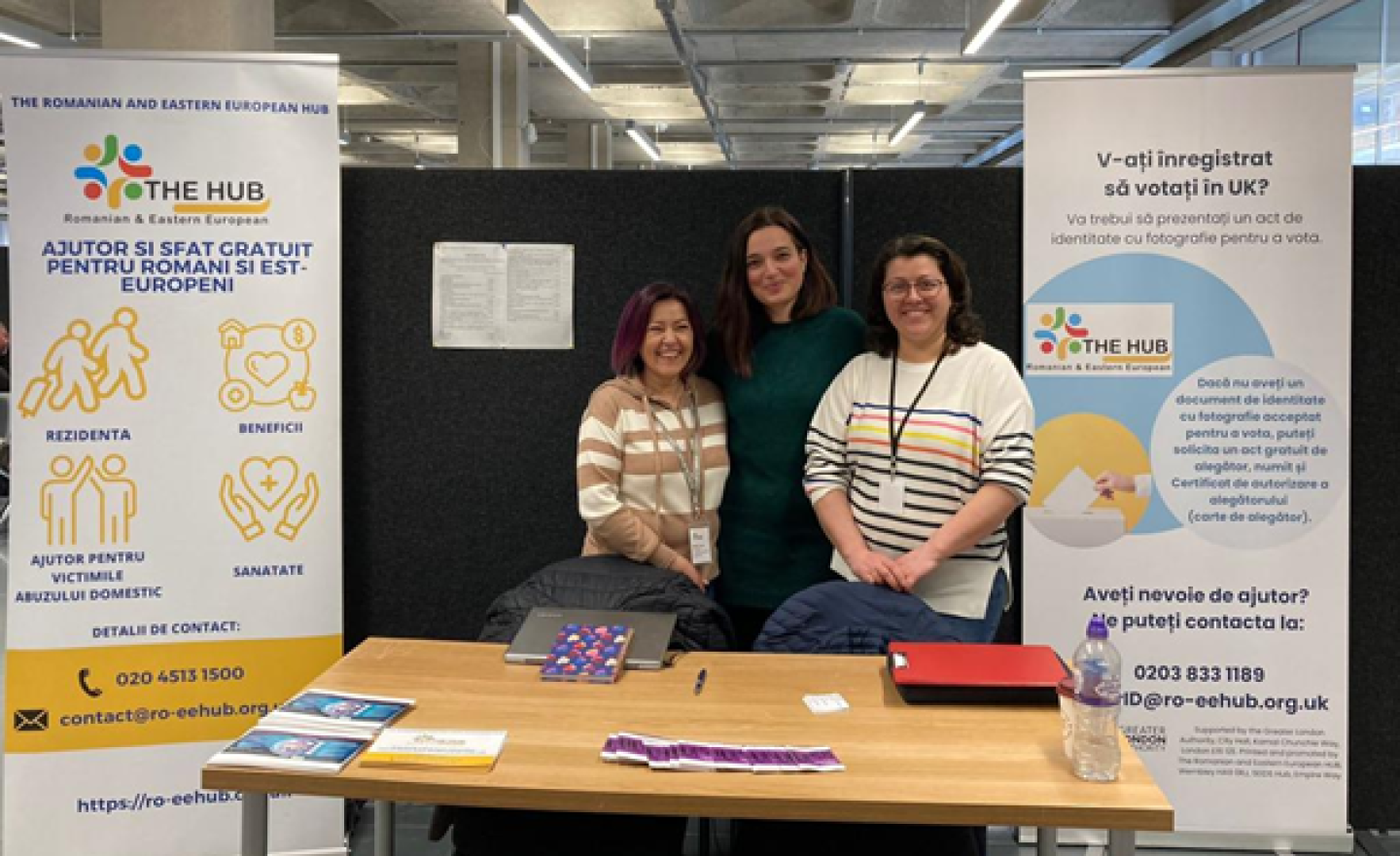 Romanian and Eastern European hub voter ID information stall at the Romanian consulate