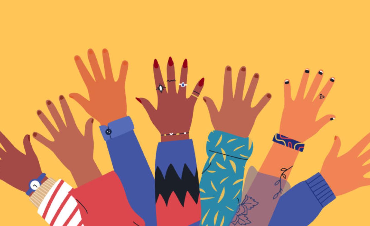 Graphic of diverse young people hands