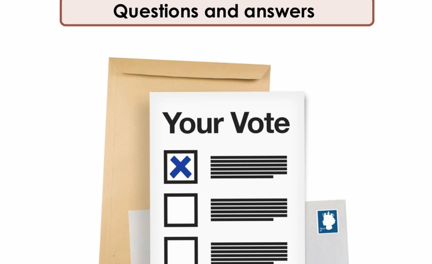 Front cover of Easy Read FAQ on how to vote with image of an example ballot paper