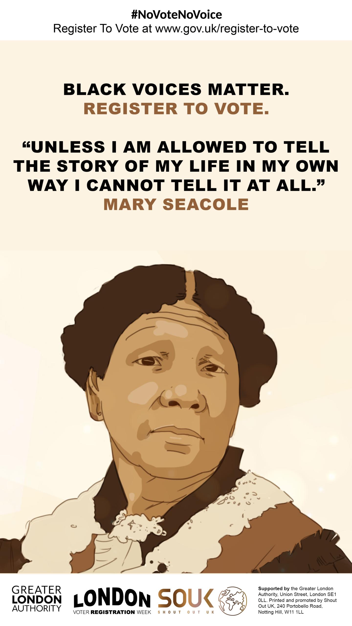 Poster: black voices matter. register to vote