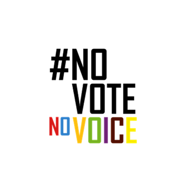 No vote no voice logo