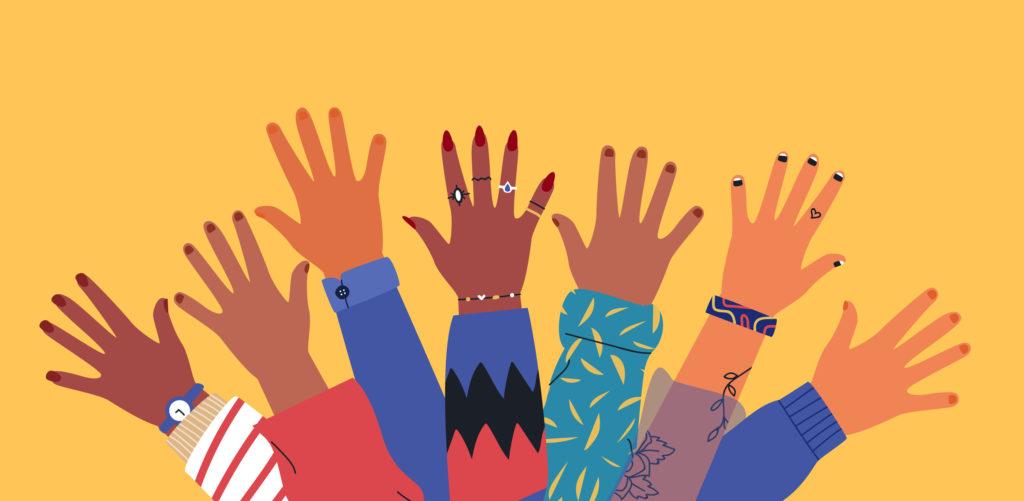 Graphic of diverse young people hands
