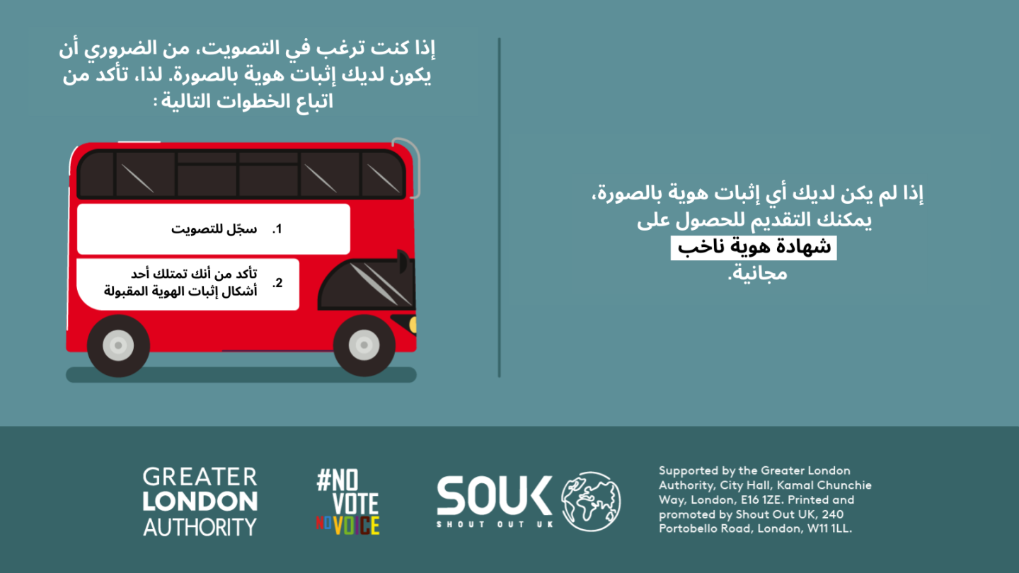 You now need a photo ID to vote, so remember to. 1. Register to vote 2. check you have an accepted form of ID. The steps are on the side of a red London bus. Apply for a free Voter Authority Certificate, if you don’t have any photo Voter ID.  