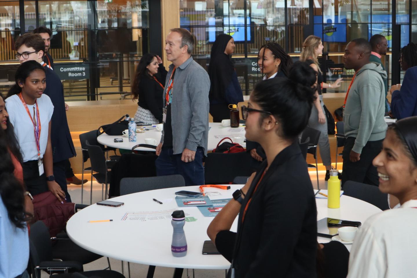 A group of people walking round the London Living Room following prompts from the walk this way toolkit activity.