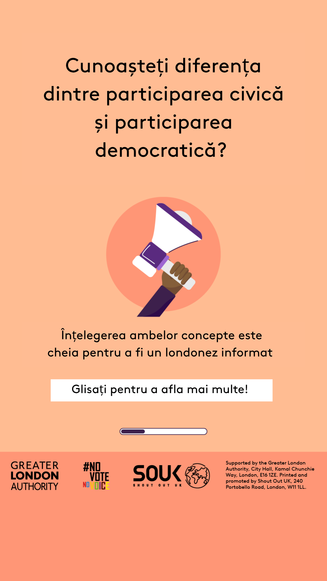 Do you know the difference between civic and democratic participation? A hand holding a megaphone. Understanding both is key to being an informed Londoner. Swipe to learn more!    