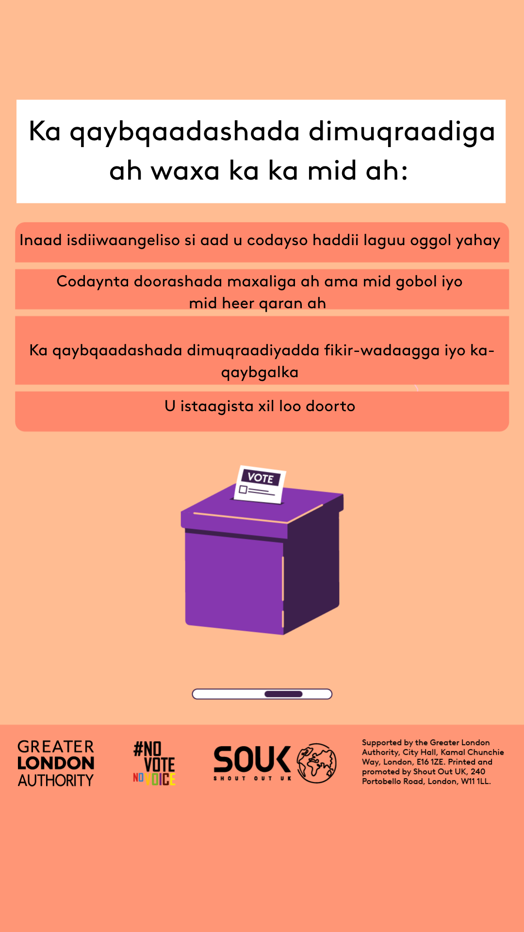 Democratic participation includes registering to vote, if eligible, voting in local, regional and national elections, taking part in deliberative and participatory democracy, standing for elected office. A ballot box with a ballot paper showing through the posting slot with ‘vote’ written on it. 