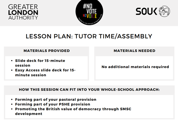 Preview of the Lesson plan PDF included materials provided, materials needed, how the session fits into a whole school approach and slide by slide instructions for delivery.
